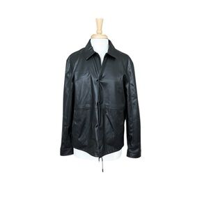 Zara Faux Black Leather Long Sleeves Oversized Jacket Size Medium